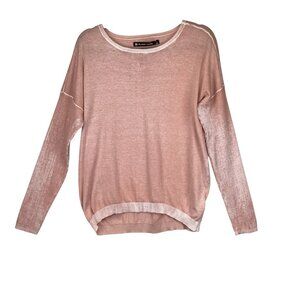 Blanc Noir‎ Womens Boyfriend Sweater Size Large Pink Long Sleeve 100% Cotton